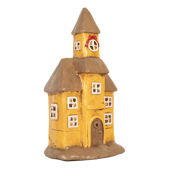Clayre &amp; Eef | Decoratie Huisje Geel Bruin 23x17x43 cm | 6MG0127