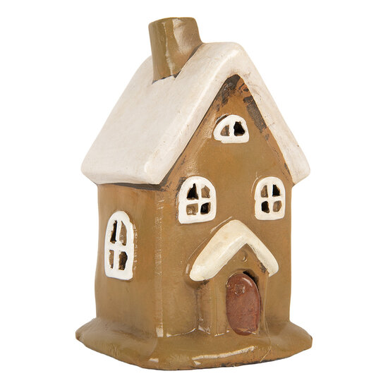 Clayre &amp; Eef | Decoratie Huisje Bruin Beige 10x10x16 cm | 6CE2195