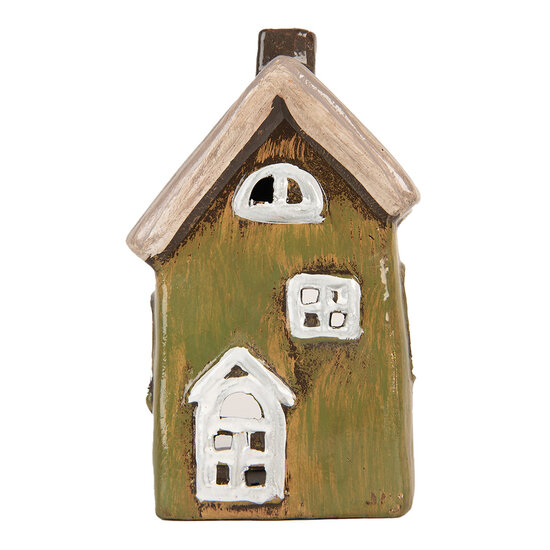 Clayre &amp; Eef | Decoratie Huisje Groen Beige 9x7x15 cm | 6CE2196
