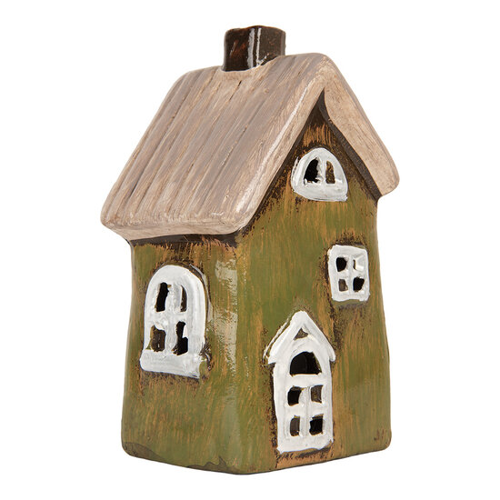 Clayre &amp; Eef | Decoratie Huisje Groen Beige 9x7x15 cm | 6CE2196