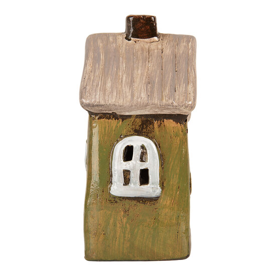 Clayre &amp; Eef | Decoratie Huisje Groen Beige 9x7x15 cm | 6CE2196