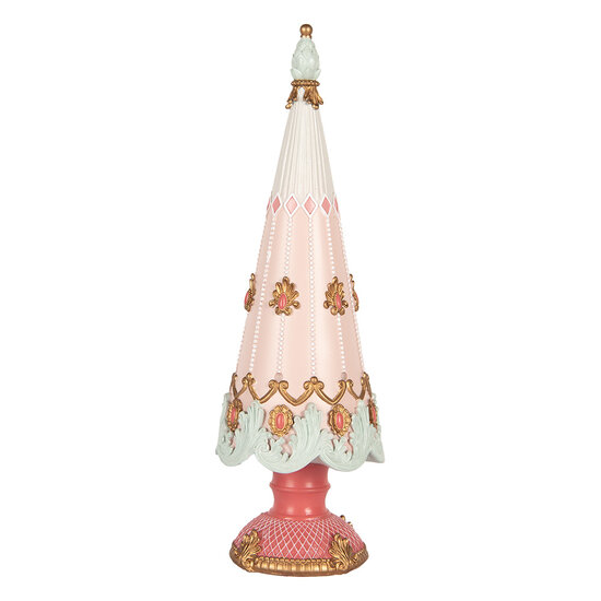 Clayre &amp; Eef | Kerstdecoratie Kerstboom Roze Wit &oslash; 10x30 cm | 6PR5399