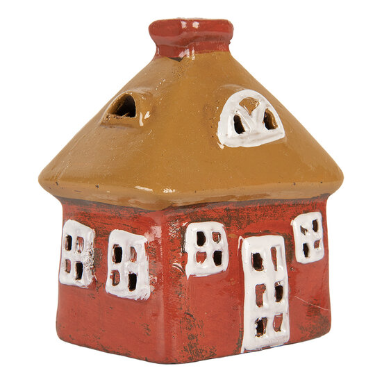 Clayre &amp; Eef | Decoratie Huisje Rood Bruin 9x6x10 cm | 6CE2199