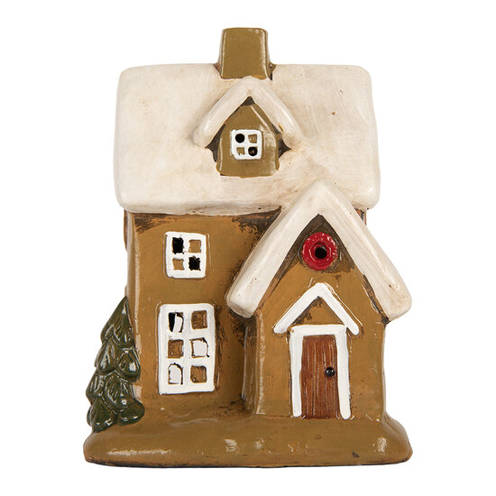 Clayre &amp; Eef | Decoratie Huisje Bruin Beige 15x12x20 cm | 6CE2200