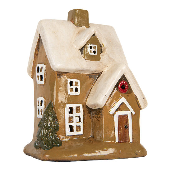 Clayre &amp; Eef | Decoratie Huisje Bruin Beige 15x12x20 cm | 6CE2200