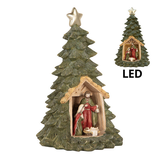 Clayre & Eef | Kerstdecoratie Kerstboom met LED Groen ø 15x24 cm | 6PR5404