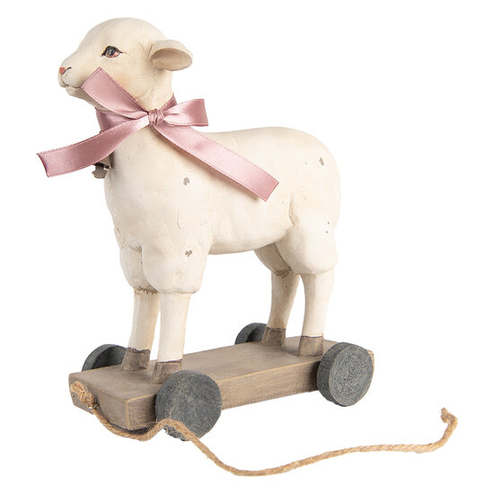 Clayre &amp; Eef | Decoratie beeld Schaap Beige Bruin 17x9x20 cm | 6PR5419