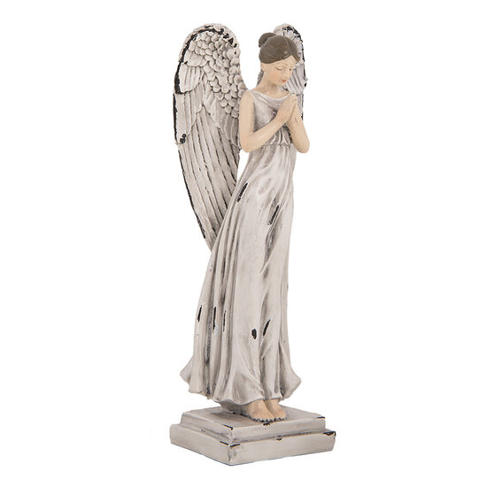 Clayre & Eef | Decoratie Engel Wit Grijs 9x8x23 cm | 6PR5634