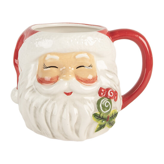 Clayre &amp; Eef | Mok Rood Wit 16x12x11 cm / 550 ml | 6CEMU0197