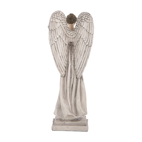 Clayre & Eef | Decoratie Engel Wit Grijs 9x8x23 cm | 6PR5634