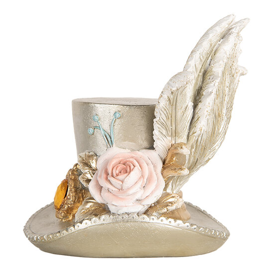 Clayre &amp; Eef | Decoratie Hoed Zilverkleurig 13x11x13 cm | 6PR5639
