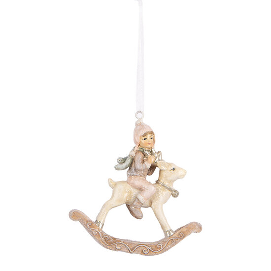 Clayre &amp; Eef | Decoratie hanger Kind Beige Roze 8x3x9 cm | 6PR5655