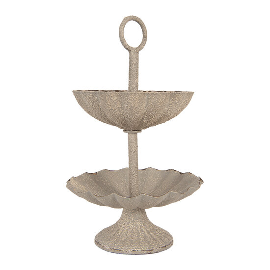 Clayre &amp; Eef | Etag&egrave;re 2 laags Grijs Beige &oslash; 15x24 cm | 6Y5886