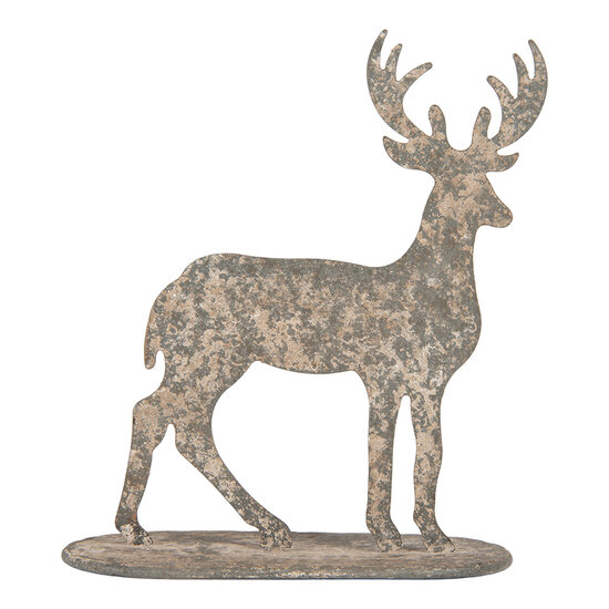 Clayre &amp; Eef | Decoratie beeld Rendier Grijs Beige 17x8x18 cm | 6Y5817