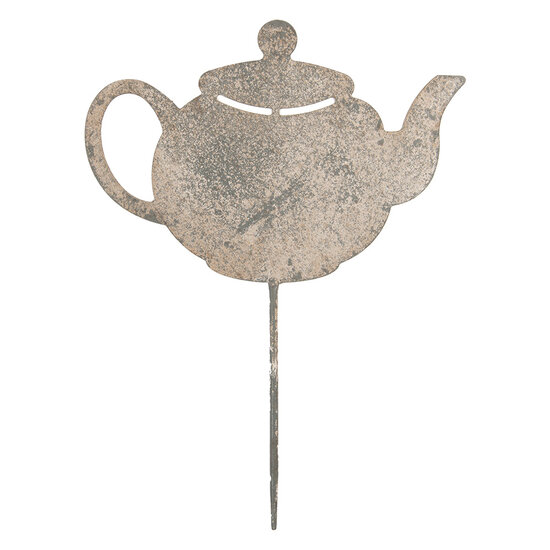 Clayre &amp; Eef | Tuinsteker Theepot Grijs Beige 26x1x35 cm | 6Y5831