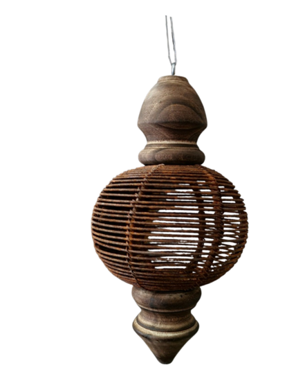 Decoratieve Toefhanger Roestbal met Klos 20 cm &ndash; Stoer &amp; Sober Landelijke Woondecoratie
