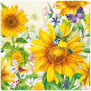 Dekoratief | Pakje 20 servetten 'Wild Sunflowers', 33x33cm | A702721