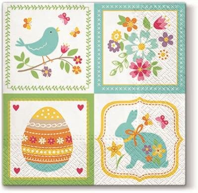 Dekoratief | Pakje 20 servetten 'Easter Collage', 33x33cm | A700973