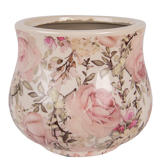 Clayre &amp; Eef | Bloempot Binnen Beige Roze &oslash; 15x13 cm | 6CE2241S
