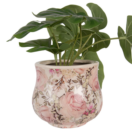 Clayre &amp; Eef | Bloempot Binnen Beige Roze &oslash; 15x13 cm | 6CE2241S
