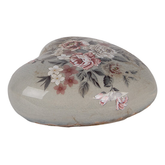 Clayre &amp; Eef | Decoratie Hart Grijs Roze 11x11x4 cm | 6CE2242L