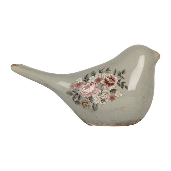 Clayre &amp; Eef | Decoratie beeld Vogel Grijs Roze 22x9x12 cm | 6CE2243M