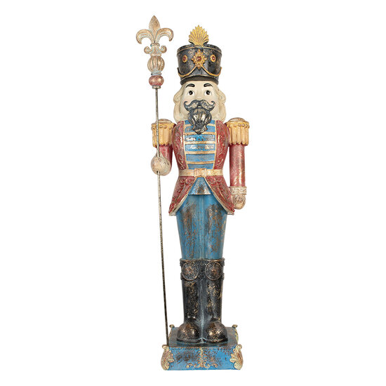 Clayre & Eef | Kerstdecoratie Notenkraker Blauw Rood 31x23x99 cm | 5PR0187