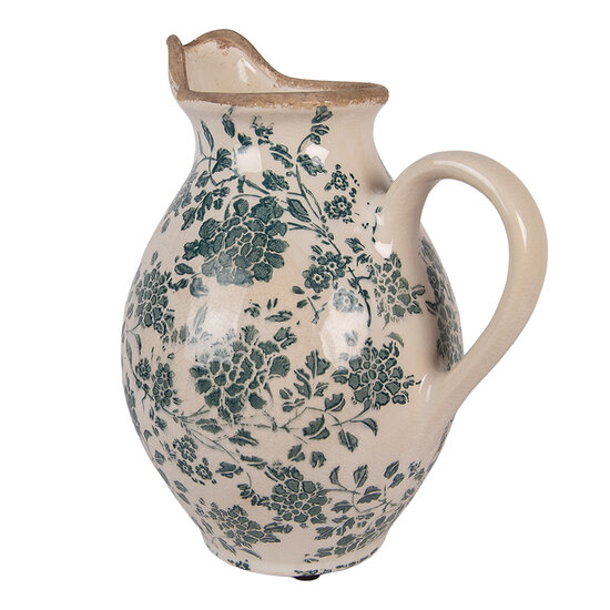 Clayre &amp; Eef | Decoratieve Schenkkan Beige Groen 21x16x24 cm | 6CE2237M