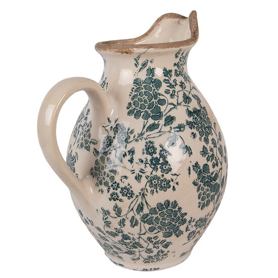 Clayre &amp; Eef | Decoratieve Schenkkan Beige Groen 21x16x24 cm | 6CE2237M