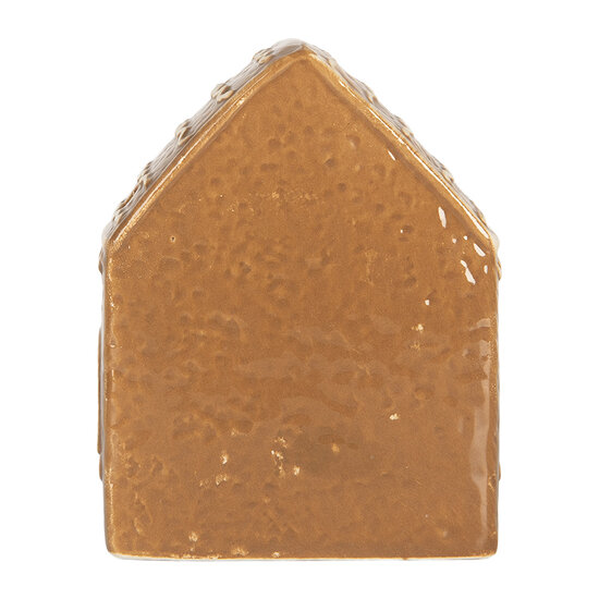 Clayre &amp; Eef | Decoratie Huisje met LED Bruin Wit 8x6x10 cm | 6CE2330