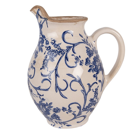 Clayre &amp; Eef | Decoratieve Schenkkan Beige Blauw 16x12x19 cm | 6CE2238S