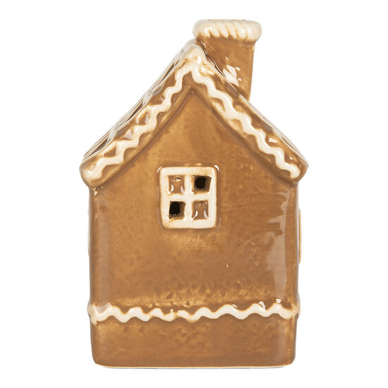 Clayre &amp; Eef | Decoratie Huisje met LED Bruin Wit 7x7x11 cm | 6CE2331
