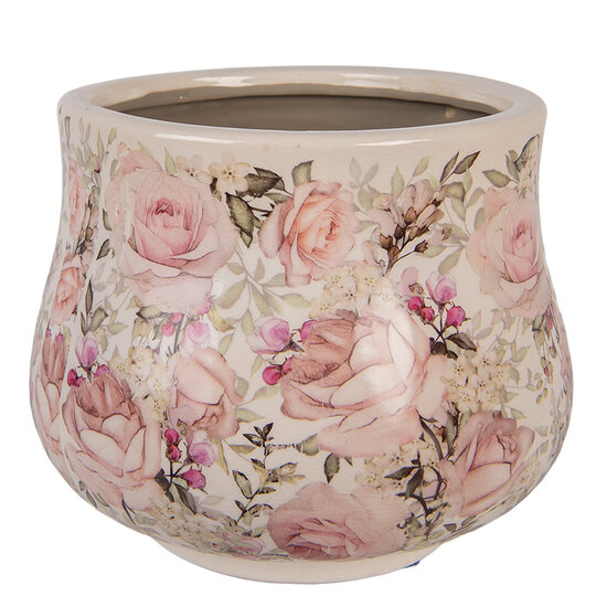 Clayre & Eef | Bloempot Binnen Beige Roze ø 21x17 cm | 6CE2241L