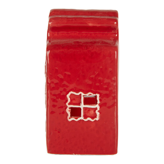 Clayre &amp; Eef | Theelichthouder Kerst Huisje Rood Wit 8x7x13 cm | 6CE2336
