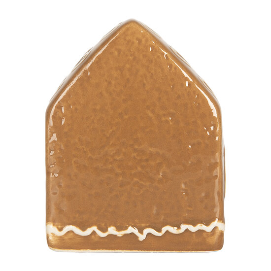 Clayre &amp; Eef | Decoratie Huisje met LED Bruin Wit 8x6x10 cm | 6CE2337