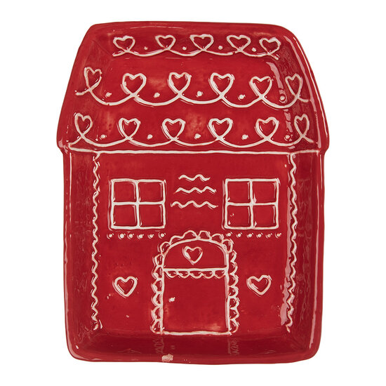 Clayre & Eef | Servies Ontbijtbord Rood Wit 15x19x3 cm | 6CE2345