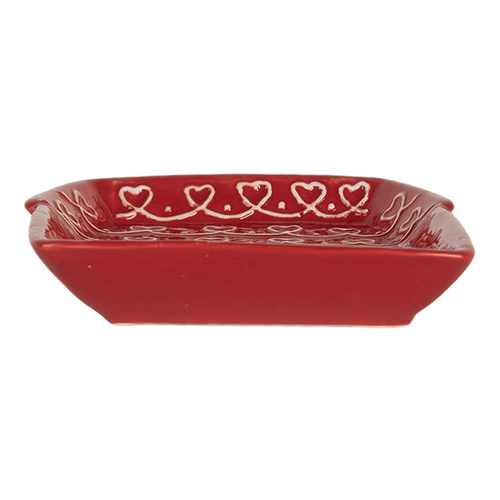 Clayre & Eef | Servies Ontbijtbord Rood Wit 15x19x3 cm | 6CE2345