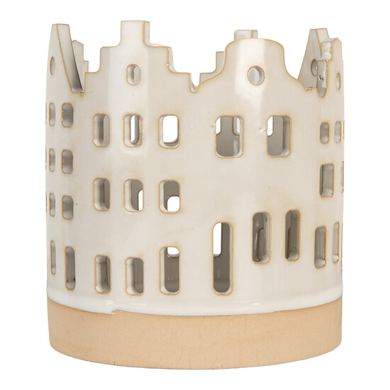 Clayre &amp; Eef | Theelichthouder Kerst Huisjes Beige Bruin &oslash; 11x11 cm | 6CE2346