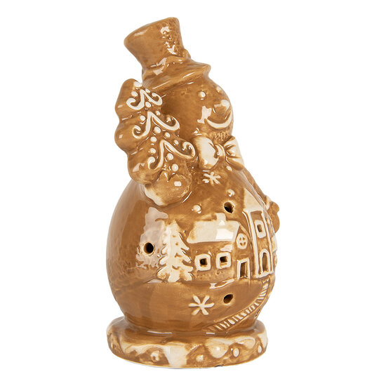 Clayre & Eef | Kerstdecoratie Sneeuwman Bruin Wit 11x8x16 cm | 6CE2348