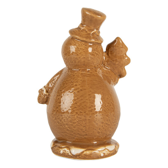 Clayre & Eef | Kerstdecoratie Sneeuwman Bruin Wit 11x8x16 cm | 6CE2348