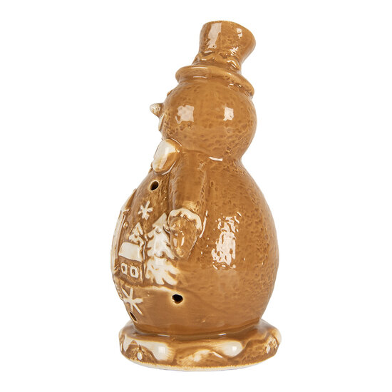 Clayre & Eef | Kerstdecoratie Sneeuwman Bruin Wit 11x8x16 cm | 6CE2348