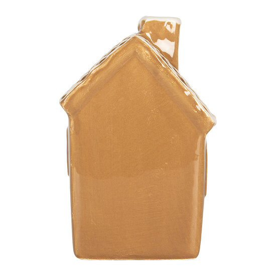 Clayre &amp; Eef | Decoratie Huisje met LED Bruin Wit 8x8x12 cm | 6CE2349