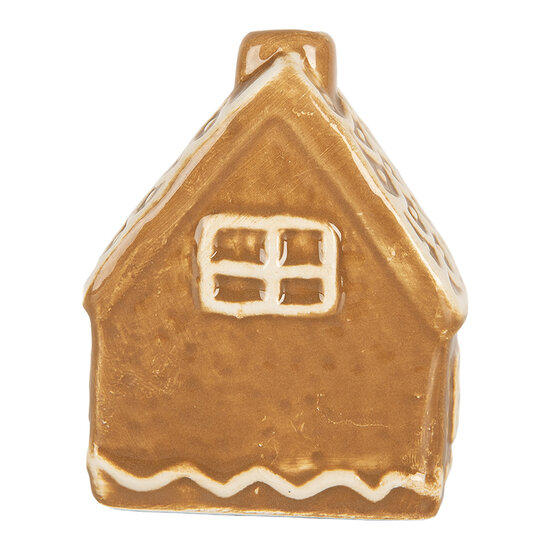 Clayre &amp; Eef | Decoratie Huisje Bruin Wit 6x4x7 cm | 6CE2351