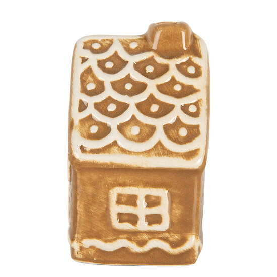 Clayre &amp; Eef | Decoratie Huisje Bruin Wit 6x4x7 cm | 6CE2351