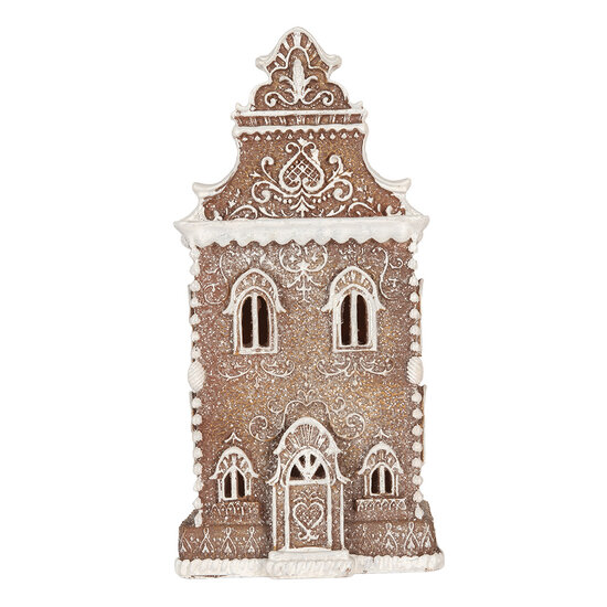 Clayre &amp; Eef | Decoratie Huis met LED Bruin Wit 17x15x35 cm | 6PR5806