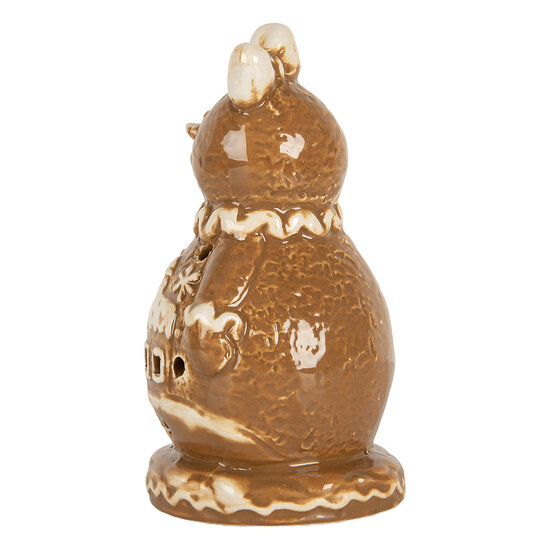 Clayre &amp; Eef | Kerstdecoratie Sneeuwpop Bruin Wit 9x7x13 cm | 6CE2354