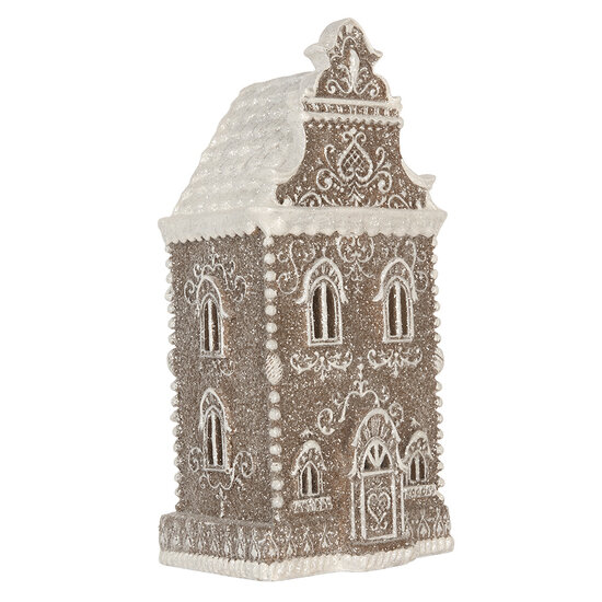 Clayre &amp; Eef | Decoratie Huis met LED Bruin Wit 17x15x35 cm | 6PR5808