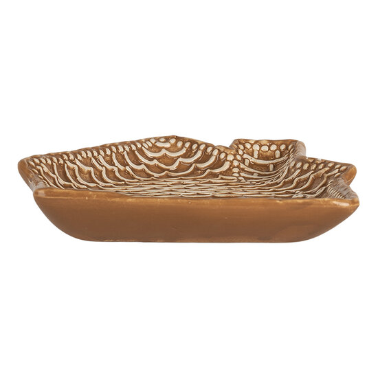 Clayre & Eef | Servies Ontbijtbord Bruin Wit 20x18x3 cm | 6CE2360