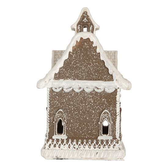 Clayre &amp; Eef | Decoratie Huis met LED Bruin Wit 13x12x20 cm | 6PR5810