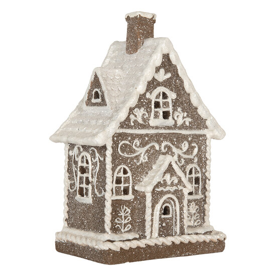 Clayre &amp; Eef | Decoratie Huis met LED Bruin Wit 16x10x23 cm | 6PR5811